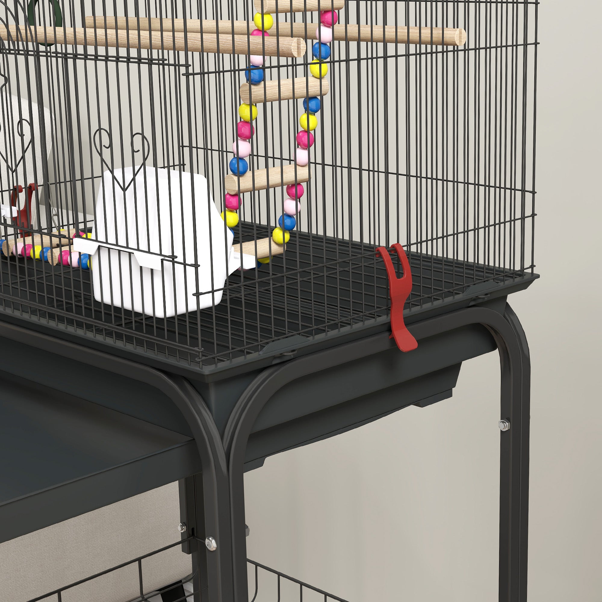 Cage à oiseaux sur roues 46 x 36 x 120 cm 2 mangeoires 2 perchoirs étagère cage pour perruche calopsitte conure pinson canaris