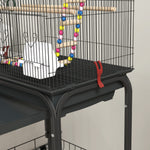 Cage à oiseaux sur roues 46 x 36 x 120 cm 2 mangeoires 2 perchoirs étagère cage pour perruche calopsitte conure pinson canaris