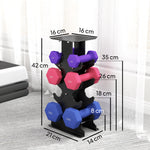 Lot 3 haltères hexagonaux avec support, 2 x 1kg, 2 x 3kg, 2 x 5kg, poignées antidérapantes, fitness à domicile
