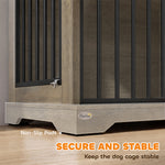 Cage pour Chien en Bois et Acier avec Porte Coulissante, Table d'Appoint, Niche Moderne, 100x60x68cm, Effet Bois Gris