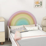 Kinderbett für Kinder von 3 bis 6 Jahren, 143 x 74 x 66 cm, Regenbogen-Design, inklusive Lattenrost, modernes Kinderzimmer, Rosa