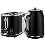 Ensemble bouilloire et grille-pain, bouilloire en acier inoxydable 1,7 L et 2200 W et grille-pain à 2 tranches, noir
