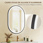 Miroir salle de bain éclairage LED 50x70cm, miroir lumineux salle de bain mural interrupteur tactile, lumière 3 couleurs