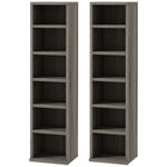 Lot de 2 étagères colonnes armoire de rangement CD-DVD 12 compartiments 21 x 22,5 x 88,5 cm capacité 204 CD gris foncé