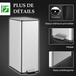 Poubelle de cuisine 20L, en acier inoxydable avec couvercle à fermeture douce, compacte avec seau intérieur amovible
