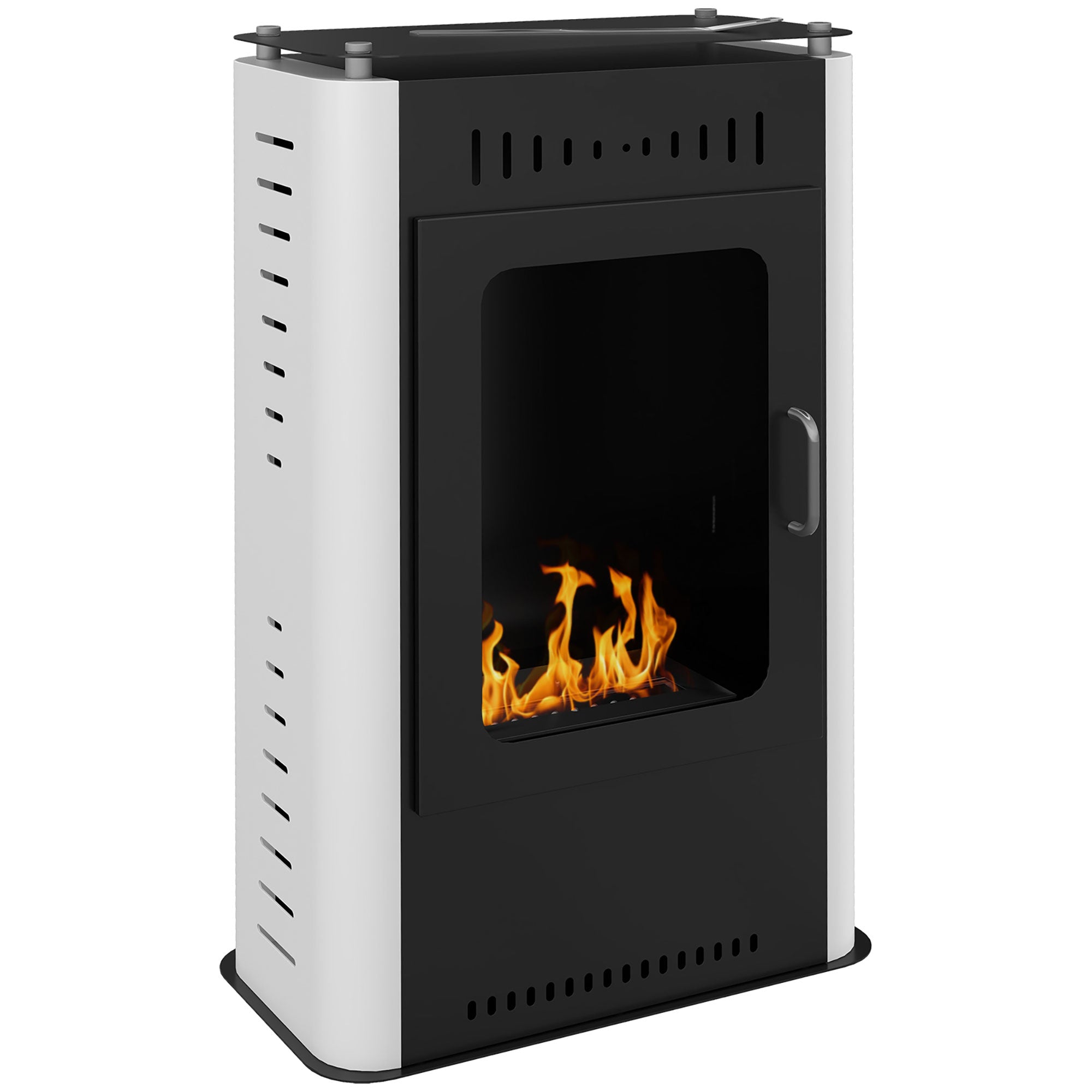 Chimenea de bioetanol con depósito de 1,2 L, 3 h de autonomía, cobertura de 20 a 25 m², 50 x 27 x 82 cm, negra