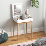 Toeletta con specchio tavolo da trucco stile moderno - 2 cassetti, specchio ribaltabile per camera da letto, soggiorno, 60 x 50 x 85,5 cm bianco
