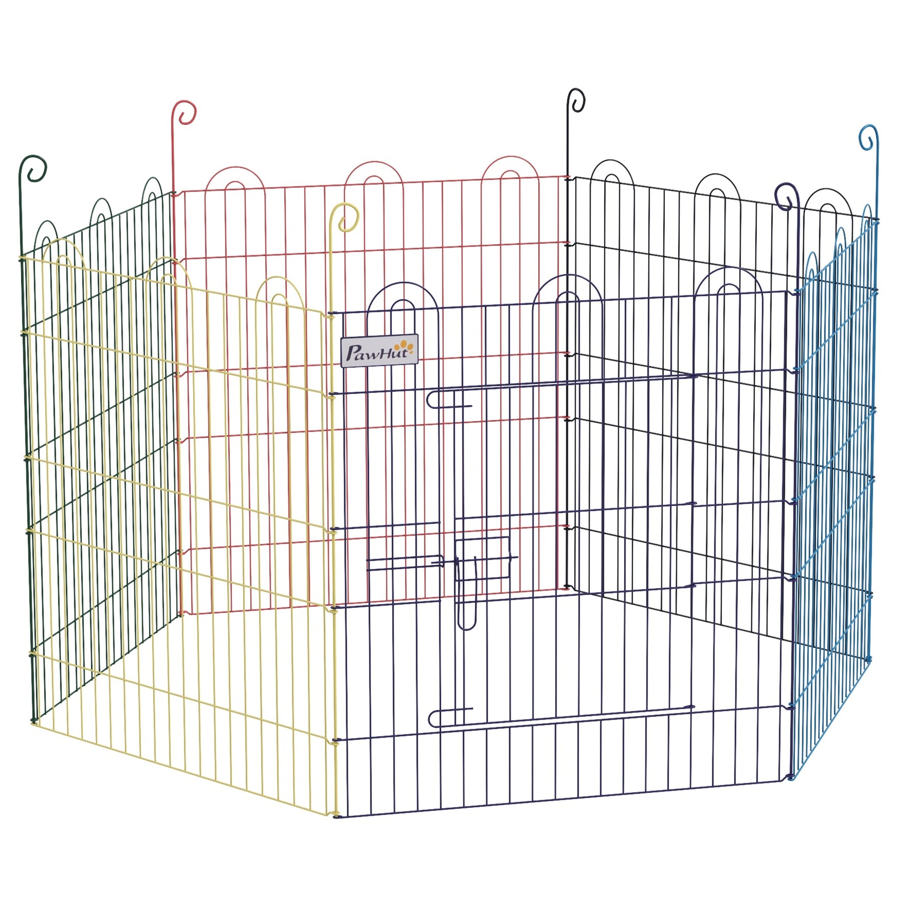 Lot de 2 enclos pliant en métal pour chiens lapins rongeurs petits animaux intérieur et extérieur 6 panneaux avec porte