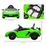 Elektroauto für Kinder, lizenziert Lamborghini Aventador SVJ 12V mit Flügeltüren, Fernbedienung, 3-5 km/h, grün