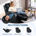 Fauteuil inclinable de massage et chauffage, fauteuil de relaxation, dossier réglable, pivotant 360°, 82x99x103cm, noir