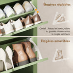 Meuble à Chaussures 18 Paires, Armoire à Chaussures à Haute Brillance, 3 Tiroirs Rabattables, Étagères Réglables, Vert