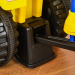Porteur tracteur enfants avec coffre amovible, râteau et pelle, voiture enfants avec lumière LED et klaxon, jaune
