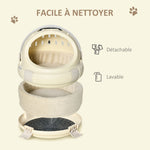 Caisse de transport niche pour chat maison pour chat portable panier lavable coussin amovible beige