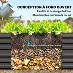 Carré potager de jardin rectangulaire tubes de renforcement acier galvanisé 180 x 90 x 59 cm