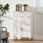 Mobile bagno con 2 cassetti, armadietto a doppia anta e ripiani regolabili 60 x 30 x 93 cm bianco lucido