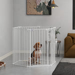 Recinto di sicurezza pieghevole e modulabile per cani, 6 pannelli con porta, altezza 100 cm, bianco