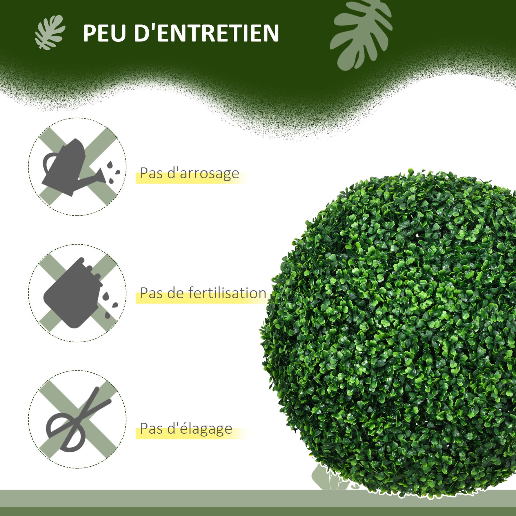 Lot de 2 boules de buis artificielles de 50 cm décoration pour intérieur ou extérieur vert