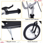 Trottinette patinette Grandes Roues pneumatiques Ø 41 cm Hauteur Guidon réglable béquille pegs Inclus Acier Noir