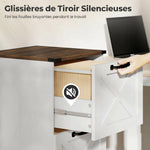 Büroschrank mit 2 Schubladen, Hängeregister für Letter/A4-Formate, rustikaler Stil, 40x40x71 cm, Weiß