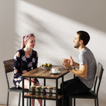 Conjunto de mesa de bar con 2 taburetes, mesa alta de cocina y 2 sillas de bar acolchadas de PU, nogal