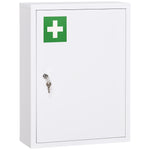 Armoire à pharmacie murale en acier, armoire à médicaments à 3 niveaux porte verrouillable 2 clés, 40x15x53,5cm, blanc