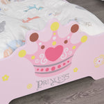 Lit Enfant 140 x 70 cm - lit d'enfant Design Princesse Motif Couronne - sommier à Lattes Inclus - MDF Contre-plaqué Rose