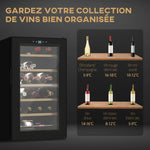 Vinoteca 24 botellas 65L de alto rendimiento, temperatura regulable 5-20°, con luz LED, panel de control táctil, negro