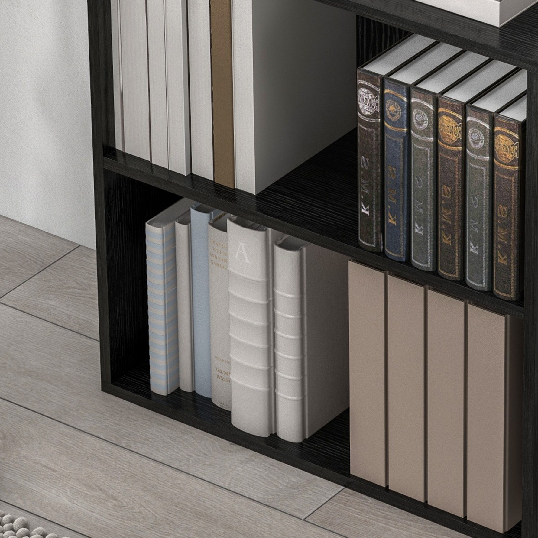 Bibliothèque étagère de rangement avec 2 compartiments et étagère réglable, 60 x 24 x 63 cm, noir