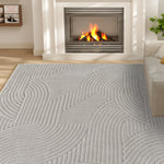 Tapis salon 160 x 120 cm, tapis à poils épais géométrique, moelleux et antidérapant, gris