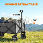 Chariot de jardin pliable bâche amovible poignée télescopique inclinaison réglable 5 sacs 108 x 55 x 93 cm gris foncé