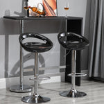 2er-Set Barhocker Barstühle höhenverstellbar mit Rückenlehne und Fußstütze 360° drehbar 46x41x76-96cm schwarz