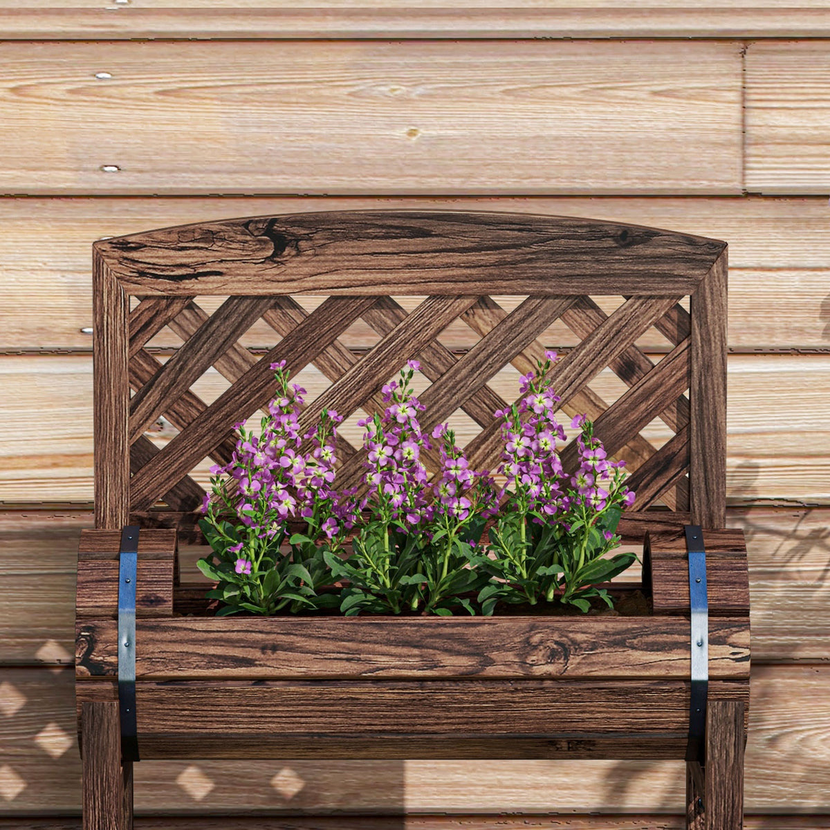 Jardinière sur pieds surélevée avec treillis carré potager 2 niveaux pour terrasse, balcon jardin 42 x 49 x 80 cm marron