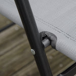 Ensemble de jardin 3 pièces 2 chaises inclinables multi-positions pliables table ronde verre trempé métal textilène gris