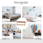Porte-manteau mural penderie murale étagère 50L x 16l x 17,5H cm 4 patères kit fixation fourni bambou naturel