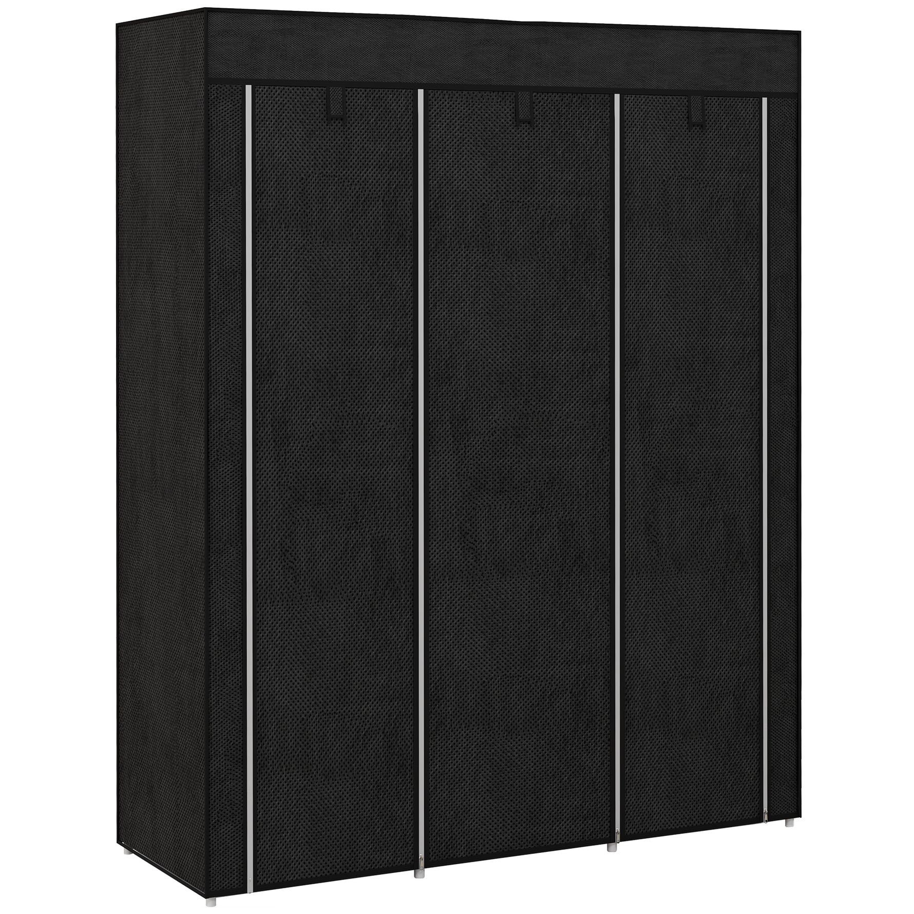 Armoire penderie multi-rangement - 8 étagères, 2 barres - non tissé noir