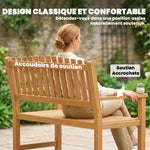 Banc de Jardin Banquette de Terrasse 2 Places Charge Max. 320kg Accoudoirs 112 x 64 x 92 cm Bois d'Acacia Naturel