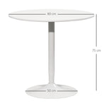 Tavolo da pranzo rotondo per 2 persone, tavolo da cucina in stile moderno con base in acciaio, Ø 80 x 75 cm, bianco