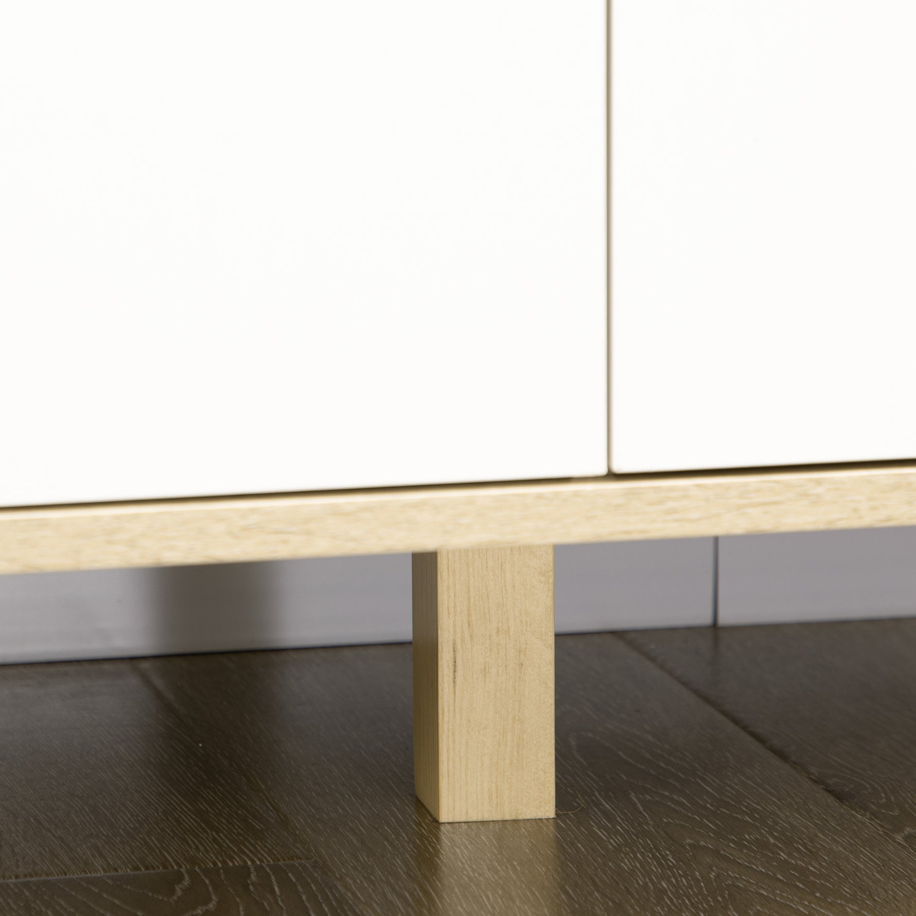 Commode 6 tiroirs style scandinave, meuble de rangement - dim. 120l x 40P x 76H cm, chêne et beige
