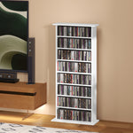 Rangements pour CD et DVD avec 8 compartiments et 6 étagères réglables, capacité max. 360 CD/185 DVD et Blu-ray, blanc