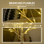 Arbre lumineux LED - décoration lumineuse blanc chaud - 72 LEDs - usage intérieur - 120 cm - décoration de noël chambre maison blanc
