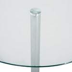 Ronde eettafel voor 2 personen, moderne keukentafel met blad van gehard glas en stalen onderstel, zilverkleurig