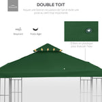 Toit de Remplacement pour Gazebo de Jardin Toile de Rechange pour pavillon tonnelle Tente 3 x 3 m Vert foncé