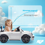 Voiture électrique enfants, véhicule électrique 12V, télécommande 2,4G, phares, musique, klaxon, 103 x 55 x 44 cm, blanc