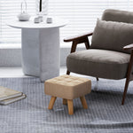 Repose pied salon ottoman siège rembourré en tissu avec pieds en bois 27 x 27 x 26 cm marron clair