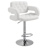 Tabouret de bar pivotant chaise de bar réglable en hauteur avec dossier repose-pieds et accoudoirs 61x50x93-113cm blanc