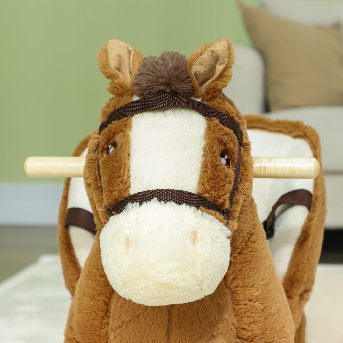 Cheval à bascule pour enfants jouet à bascule bébé de 18 à 36 mois avec effet sonore base en bois ceinture de sécurité