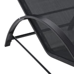 Lot de 2 bains de soleil chaise longue design contemporain table basse plateau verre trempé métal époxy textilène noir