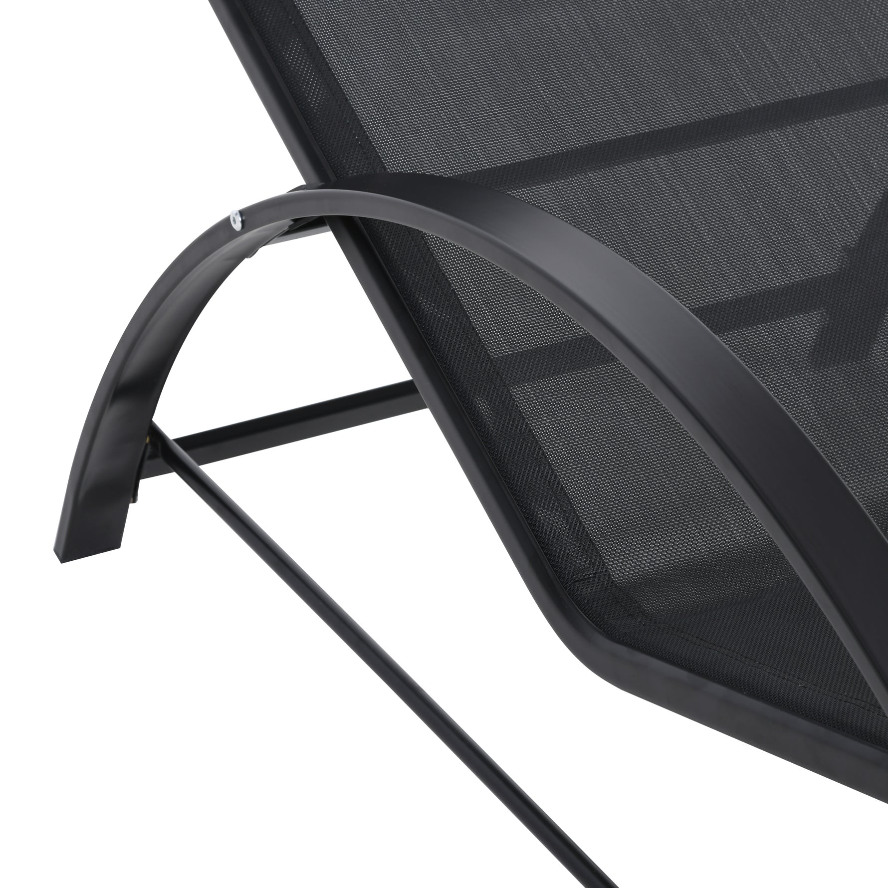 Lot de 2 bains de soleil chaise longue design contemporain table basse plateau verre trempé métal époxy textilène noir