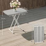 Table d'appoint pliable en HDPE table pliante hauteur réglable sur 6 niveaux pour patios jardins 76 x 50 x 74 cm gris