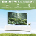 Meuble TV Suspendu 180 cm, Meuble télé pour téléviseur jusqu'à 82 Pouces 3 Portes Rabattables à Fermeture Douce, Blanc